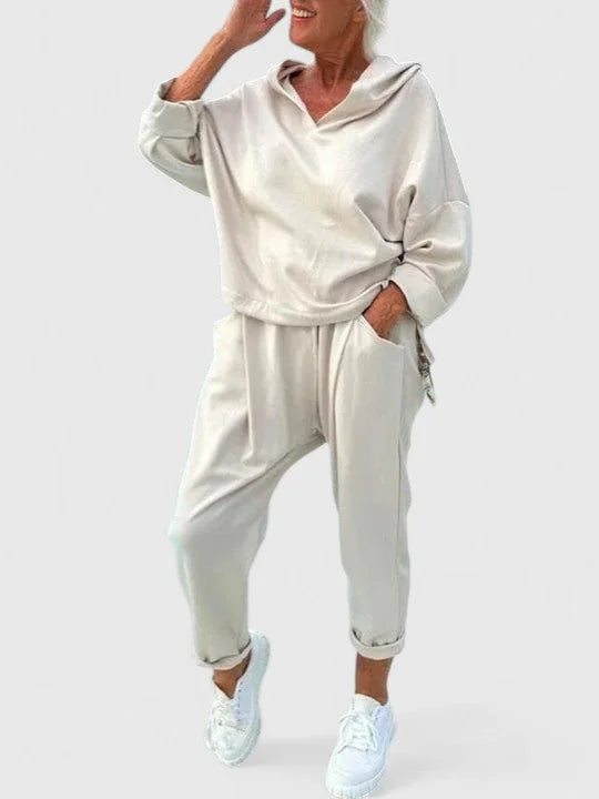 Women's hooded sweatshirt and bottoms lounge set – Apricot
