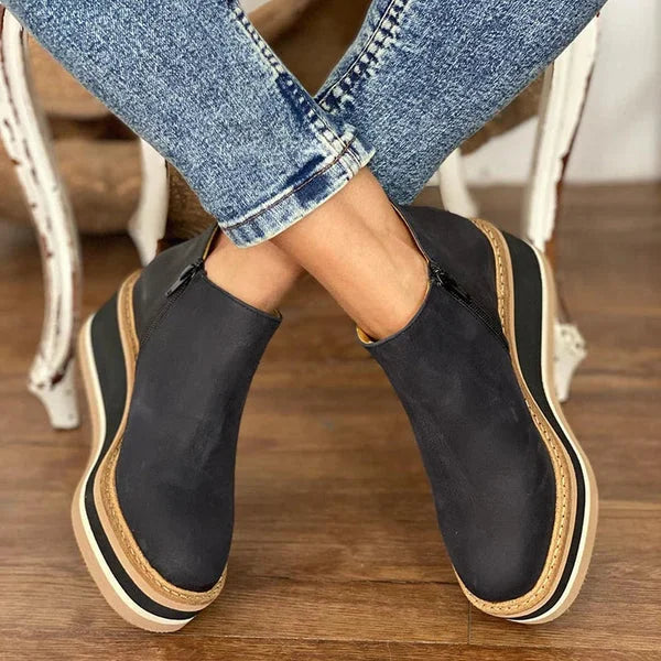 Women's slip-on Chelsea boots with platform sole – Blue