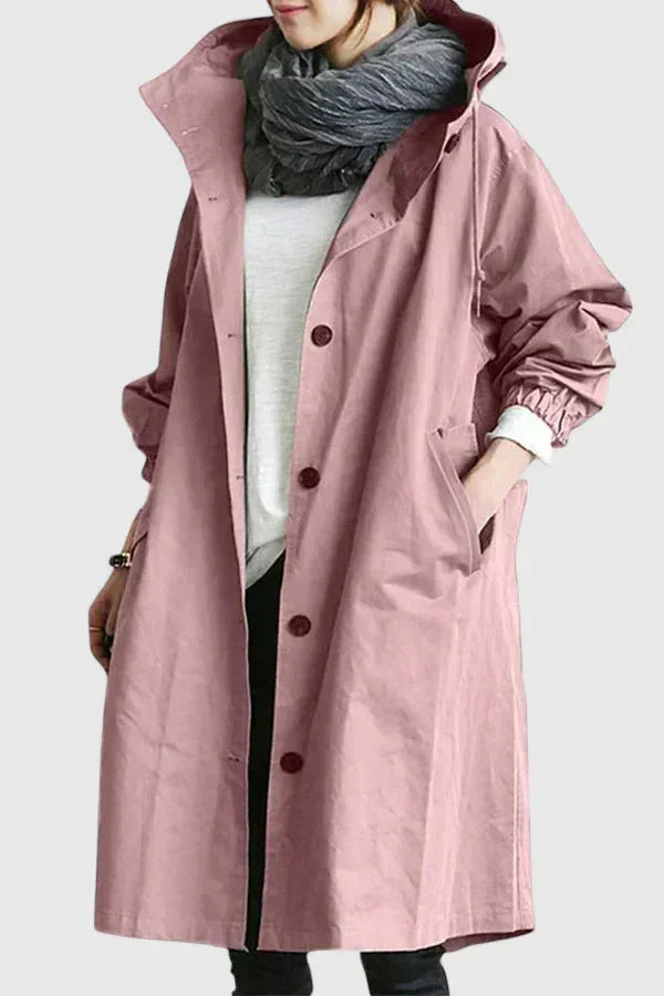 Women's button-front hood parka with elasticated cuffs – Pink