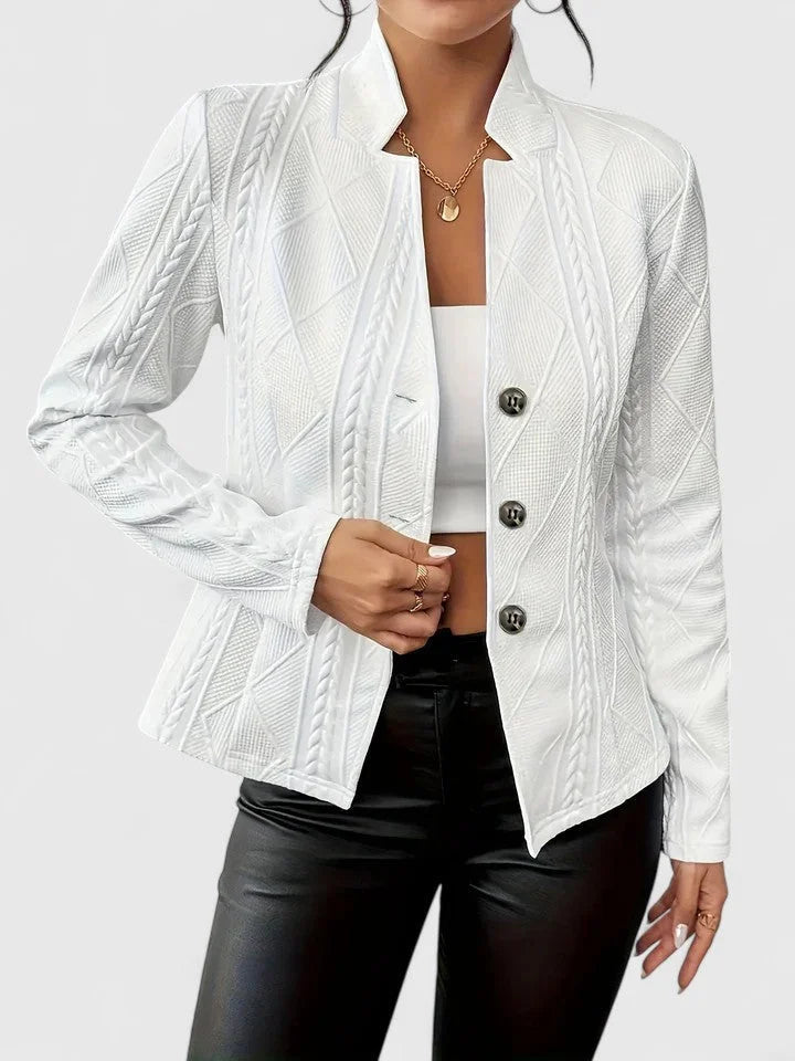 Women's quilted double-breasted blazer with tailored fit – White