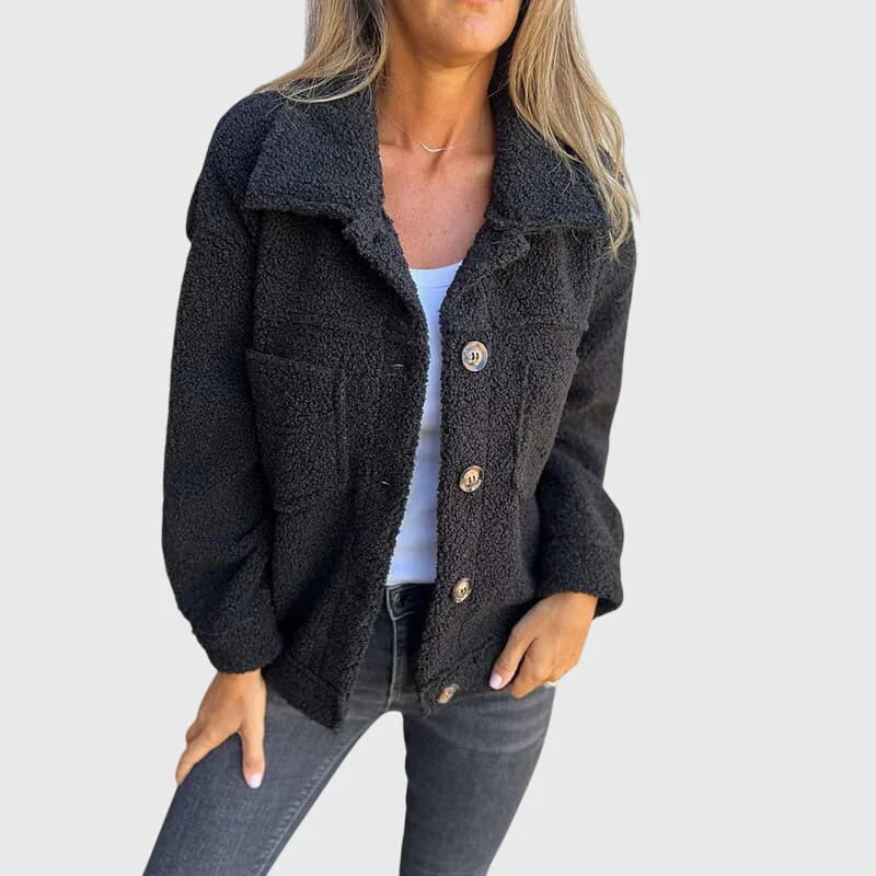Women's button-front jacket with spacious pockets