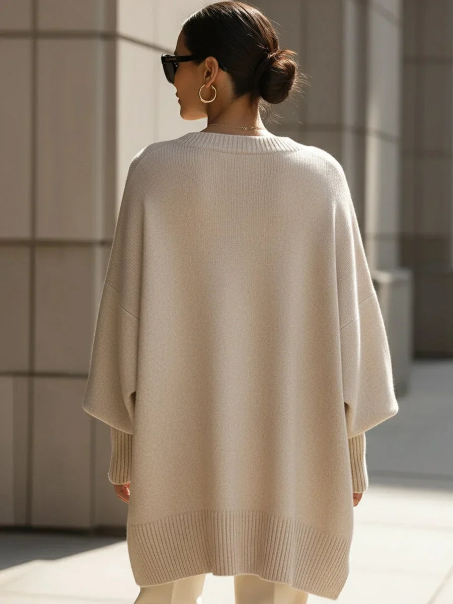 Women's knitted jumper, oversized wool blend