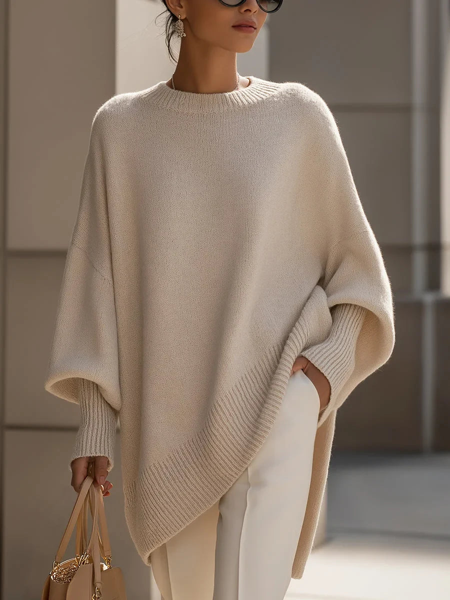 Women's knitted jumper, oversized wool blend – Beige (Almost Sold Out)