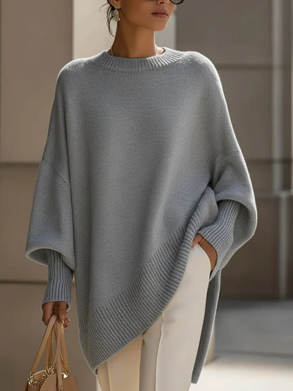 Women's knitted jumper, oversized wool blend – Grey