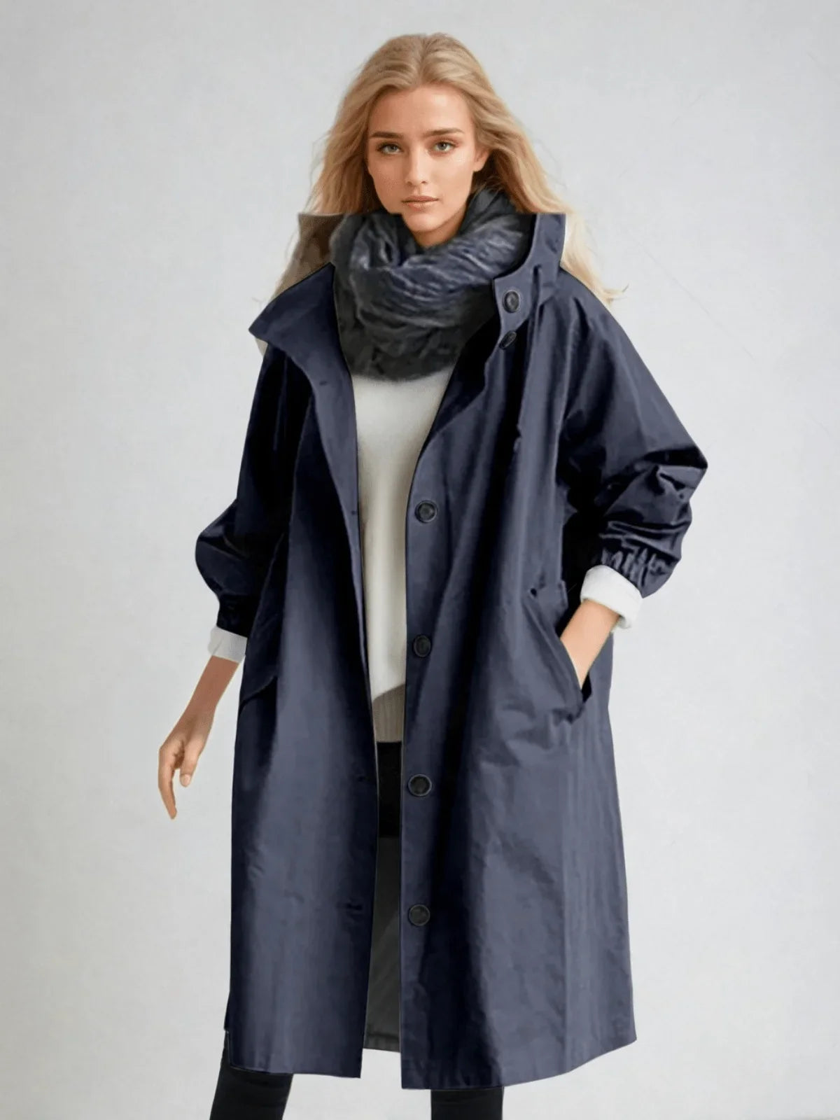 Women's water repellent lightweight trench coat – Marine Blue