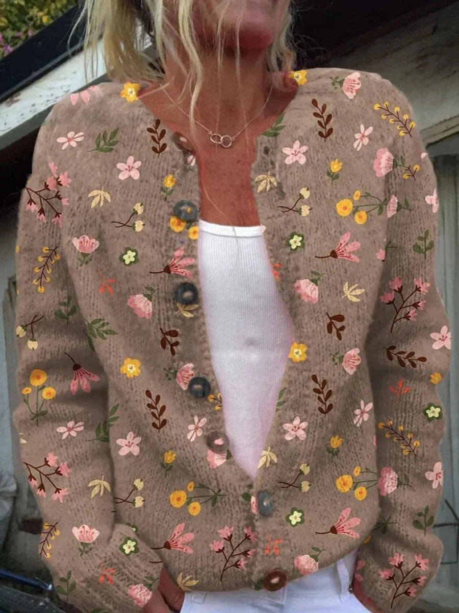 Women's floral embroidered button-front knit cardigan – Style 5