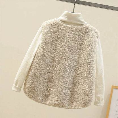 Women's sherpa fleece button-front puffer vest
